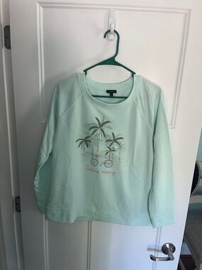 Talbots lightweight Palm Tree Graphic Crewneck Sweatshirt